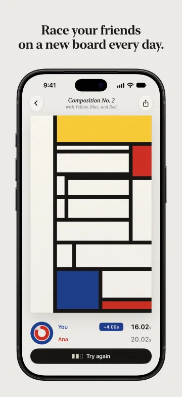 App Store screenshot: Race your friends on a new board every day.